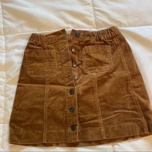 Brady Melville brown corduroy button down skirt